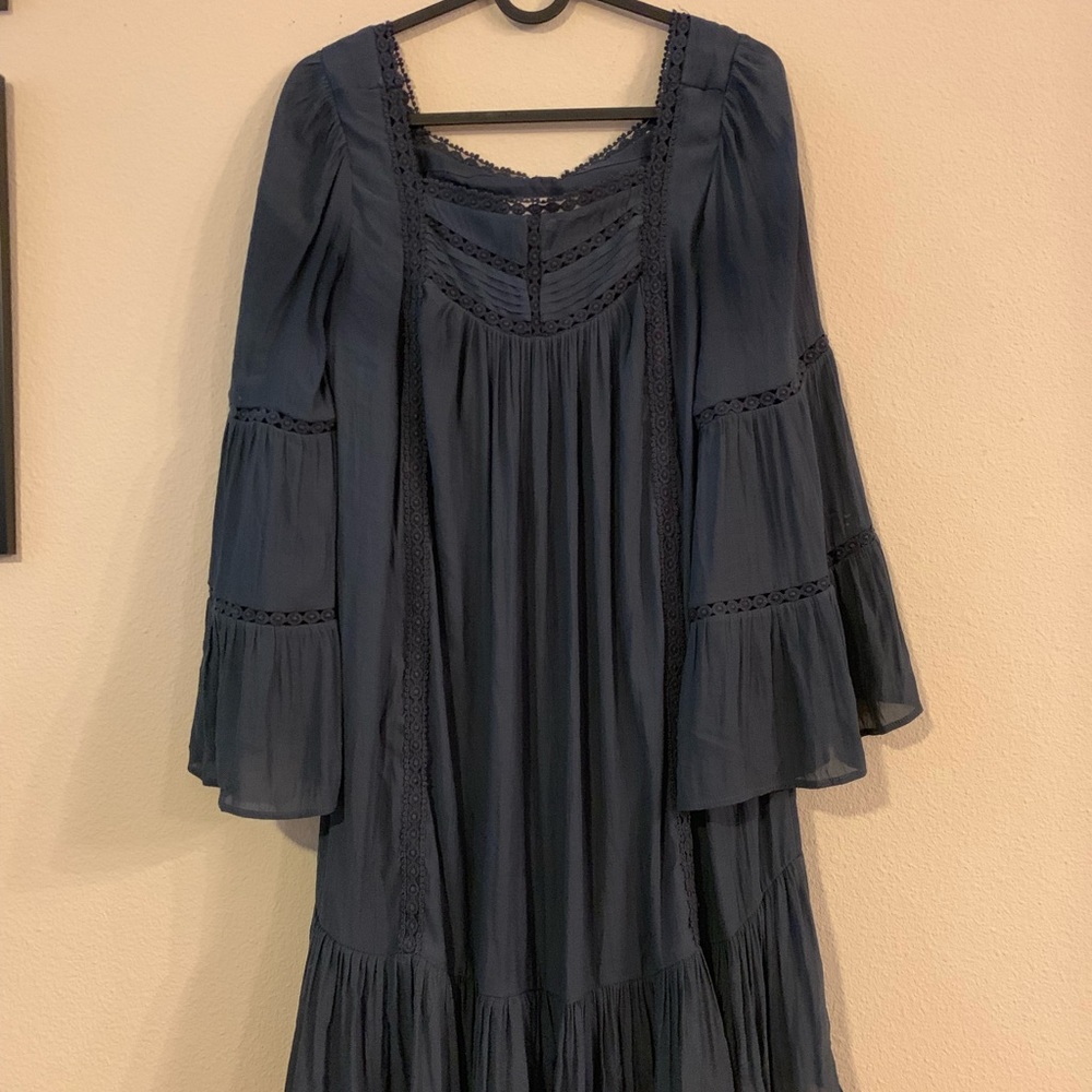 Loft stone blue boho dress